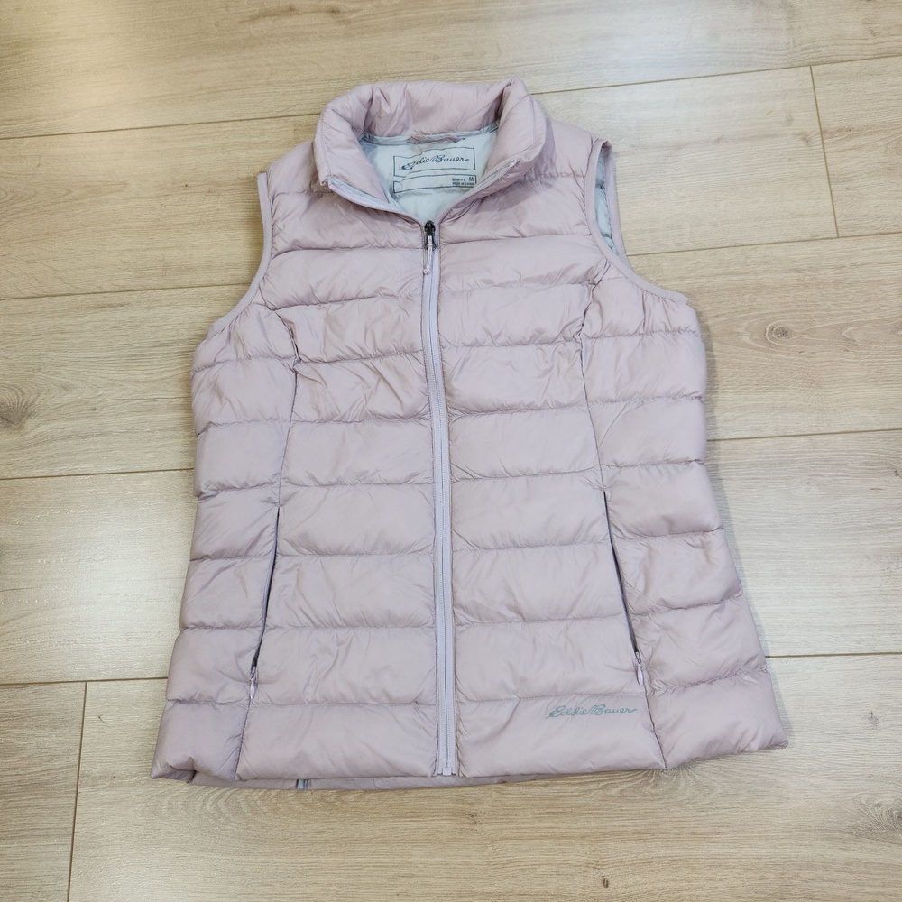 Eddie Bauer Vest Womens Medium Pink Down Puffer Quilted Full Zip